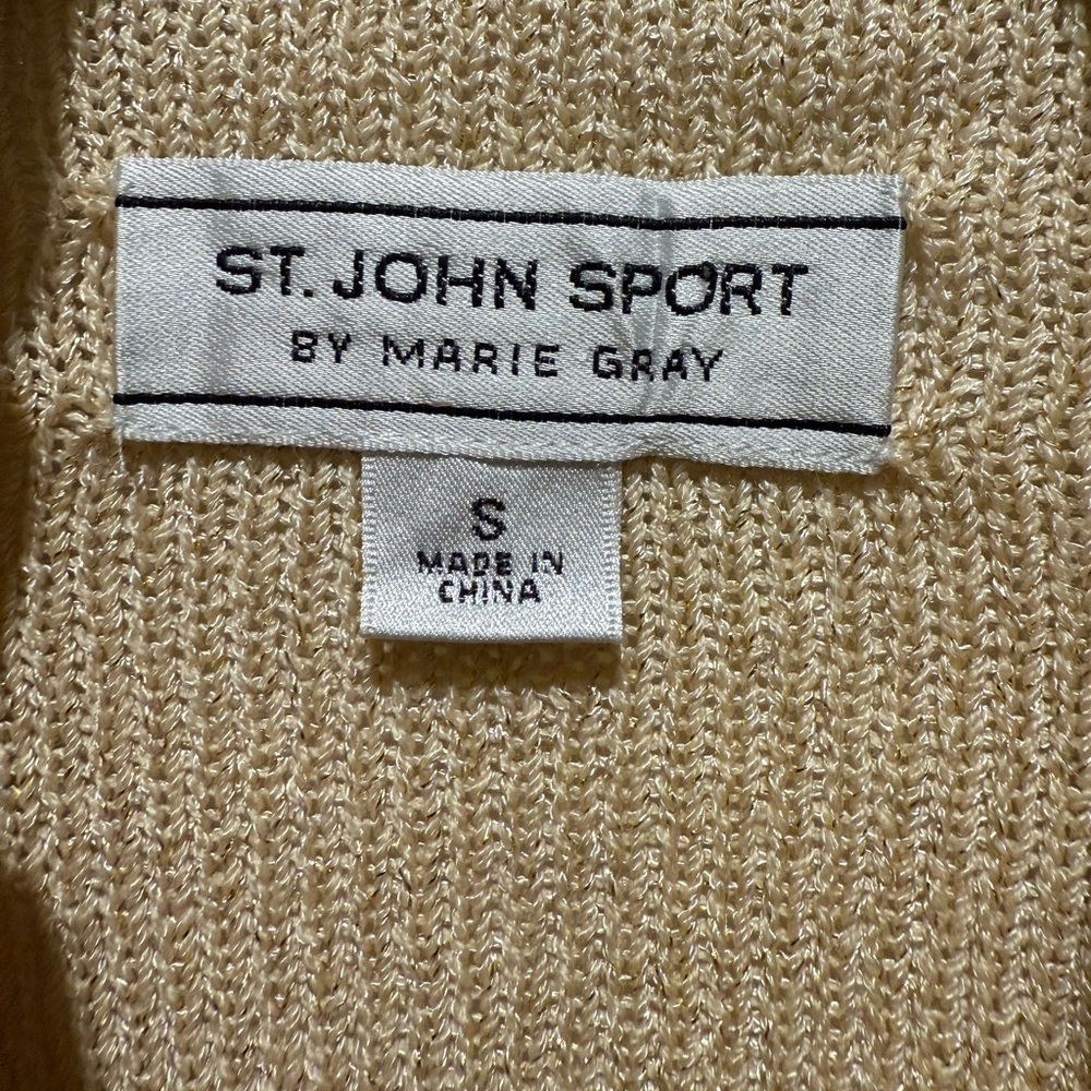 St. John Tan with Gold Zip Up Cardigan - Picture 3 of 7